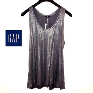 GAP Women's Gunmetal Metallic Stretch Tank Top NWT